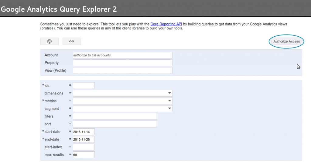 Google Analytics Query Explorer